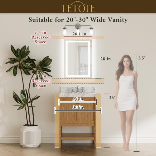 TETOTE LED Bathroom Mirror 20 x 28 Inch Brighter Light up Mirror - Image 5