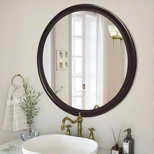 Round Wall Mirrors 30 Inch, Rustic Bathroom Mirror - Image 4