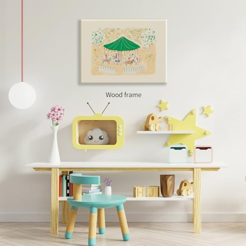 Colorful Carousel Wall Art Trendy Cute Kids Canvas Poster 08x10 inch Framed - Image 6