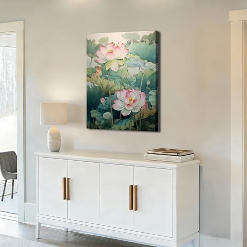 ZERILYN Ship Next Day Lotus Flower Wall Art Canvas Prints Botanical Pictures - Image 2