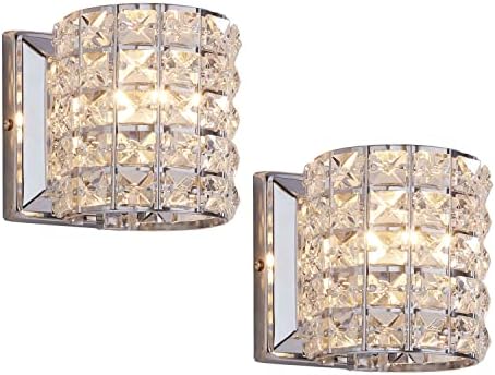 Crystal Wall Sconce Set of Two, Modern Wall Lamp 1 Light Lighting Fixtures by LOCLGPM
