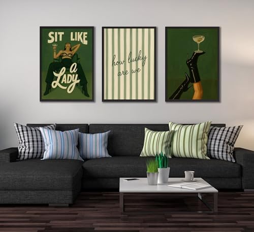 QLDENIX 3Pcs Trendy Bold Feminist Wall Art Green Vintage Funky Girl Power - Image 4