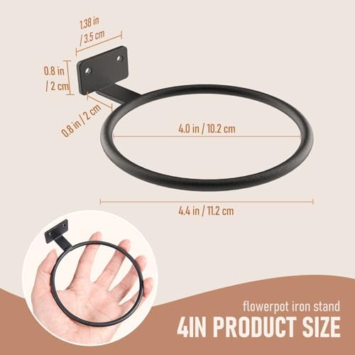 Wall Plant Holder Bulk 4in 10Pack Metal Ring Plant Hanger Black - Image 2