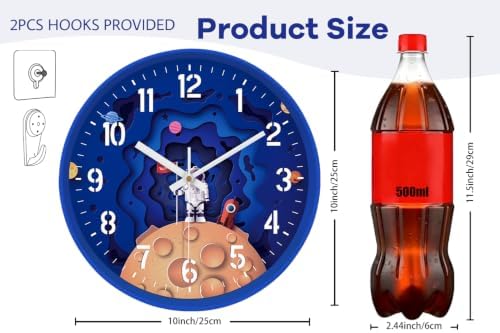 10" Non Ticking Wall Clock, Wall Clocks Battery Operated Indoor - Image 3