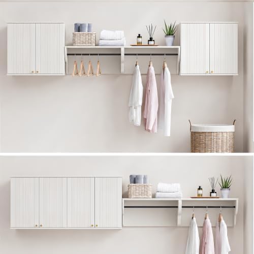 94" W Laundry Room Wall Cabinets 4-Piece Wall Mounted Storage Cabinet Set by Oakvera