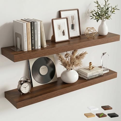 40 Inch Floating Shelves for Wall, Walnut Finish by FLYJOE