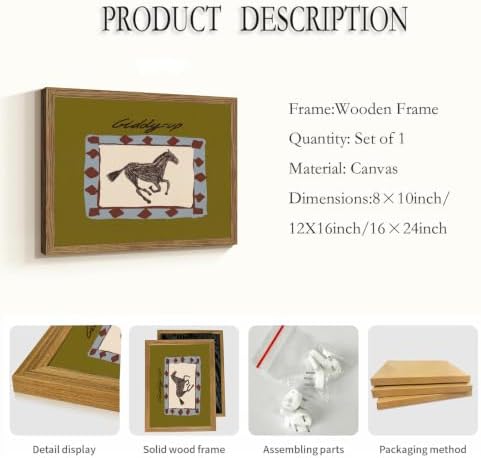 Framed Western Cowboy Wall Art Horse Giddyup Canvas Print Decor - Image 6