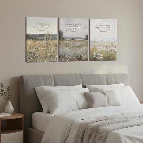 GJJXYCZF Christian Bible Verse Wall Art Jesus Scripture Floral Canvas Wall - Image 6