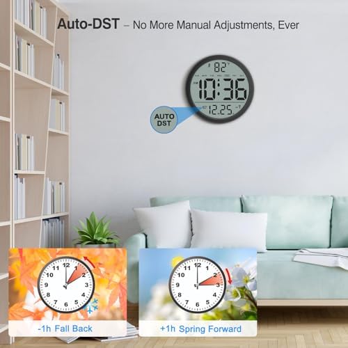 WallarGe Digital Atomic Wall Clock Battery Operated, 8 Inch Large Display - Image 3