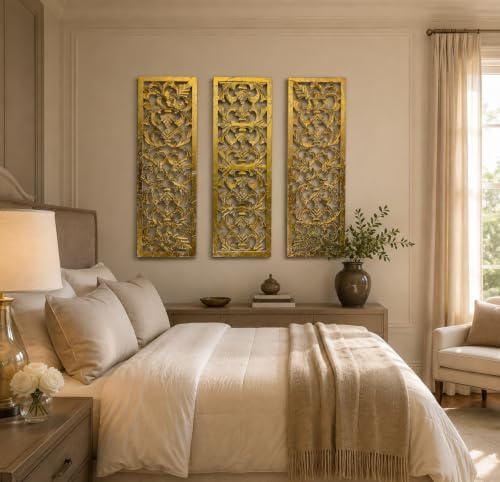 The Wooden Town Wall Art Decor Set of 3-36x12 Decorative Wall Art Panels - Image 4