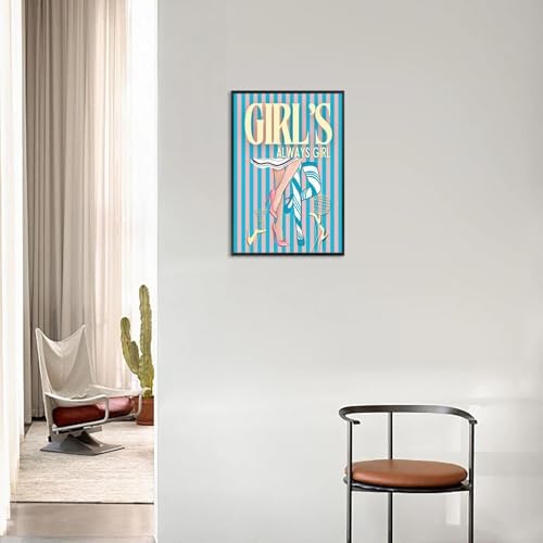 Trendy Always Girls High Heels Poster Funny Cocktail Disco Ball Canvas Wall Art - Image 5