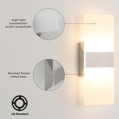 Joosenhouse Modern LED Wall Sconce Set of 2, 10W Hardwired Ultra-Slim Light - Image 6