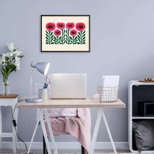 Heltrappe Pink and Green Flower Poster Vintage Nature Abstract Botanical Wall - Image 5
