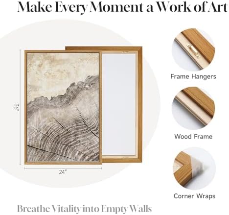 Large Framed Modern Farmhouse Tree Ring Wall Art - Image 3