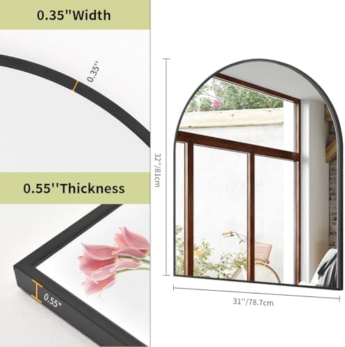 BEAUTYPEAK 31"x32" Arch Bathroom Wall Mirror - Image 5