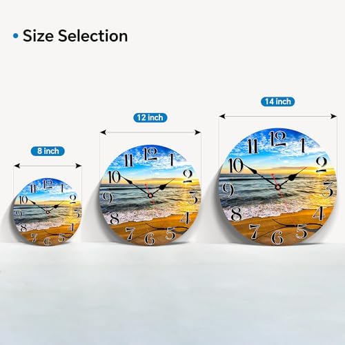 TAHEAT Nautical Sea Wall Clock, Small Coastal Beach Ocean Clocks, Decorative - Image 2