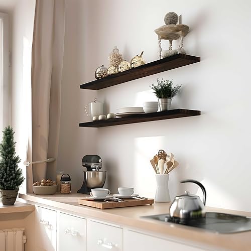 48 Inch Brown Wood Floating Shelves - Image 4