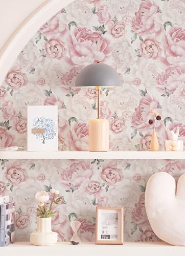 Safiyya Pink Floral Wallpaper Peel and Stick Removable Self Adhesive Wall Paper - Image 2