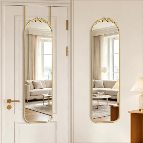 Besdomus Door Mirror Full Length: 14"x50" Gold Bow Over The Door Hanging - Image 2