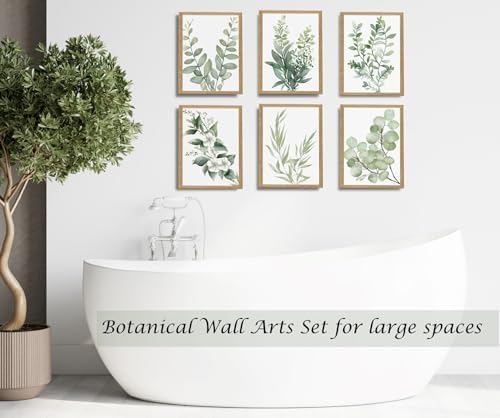 Induslyfe Framed Eucalyptus Sage Green Botanical Plant Wall Art Canvas Decor - Image 3