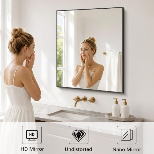 DESBING Black Bathroom Mirror 2 Pack, 30x36 Inch Rectangle Wall Mirrors - Image 4