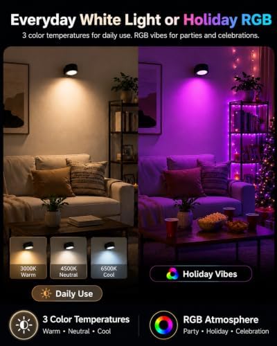RGB Wall Sconces, Rechargeable Magnetic Lights - Image 3