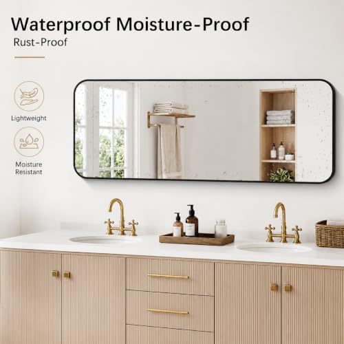 DESBING 60" x 24"Bathroom Mirror, Matte Black Wall Mirror - Image 5