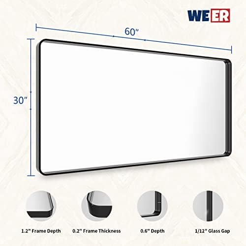 WEER Black Bathroom Vanity Mirror 60X30 Inch - Image 6