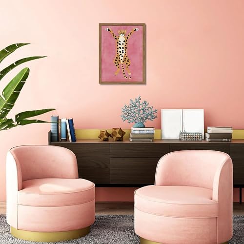 Framed Funny Cheetah Canvas Wall Art, Cute Stretching Cheetah Poster Print - Image 6
