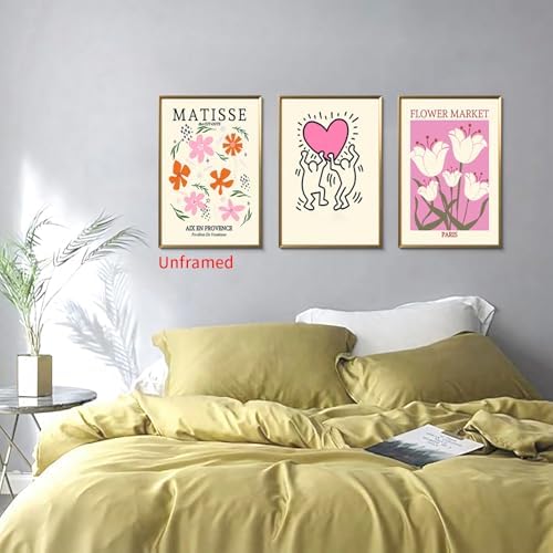 Matisse Wall Art Set of 3 Henri Matisse Abstract Pink Floral Posters Print - Image 4