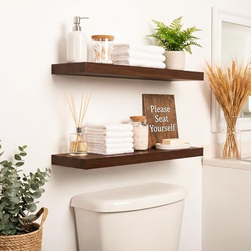 Organic Wavy Edge Floating Shelves, Hidden Brackets, 2 Pack 24 in - Image 4
