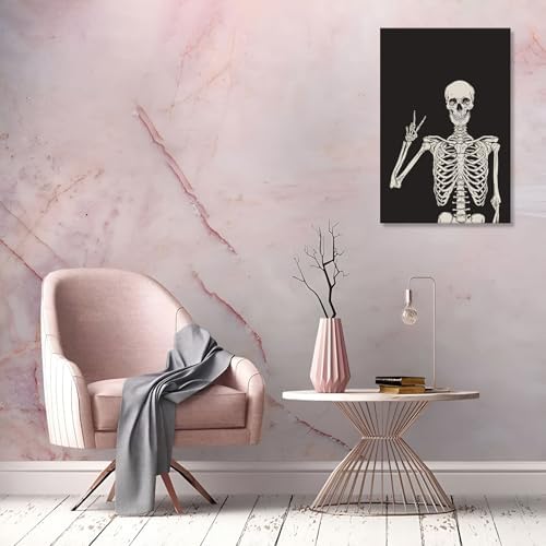 Funny Black Skeleton Canvas Wall Art Spooky Decor Halloween Poster High Hand - Image 4