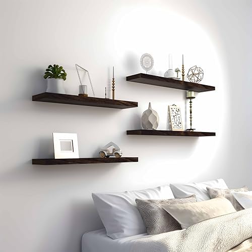 24 Inch Brown Wood Floating Shelves - Image 6