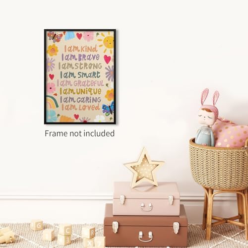 GO-SANTNN Kids Positive Quotes Wall Art Fashion Colorful Floral Affirmation - Image 4