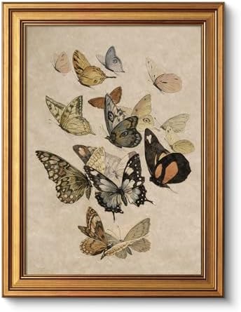 VIYYIEA Gold Framed Vintage Multi Butterflies Wall Art, 16L x 12 Inch by VIYYIEAART