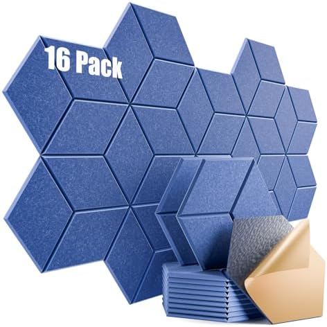 16 Pack Self-Adhesive Acoustic Panels 12" X 10" X 0.4" by Dailycooper