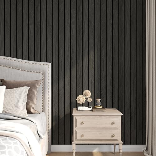 Black Wood Panels for Wall Self Adhesive Wood Slat Wall Panel 11.8"x196" - Image 2