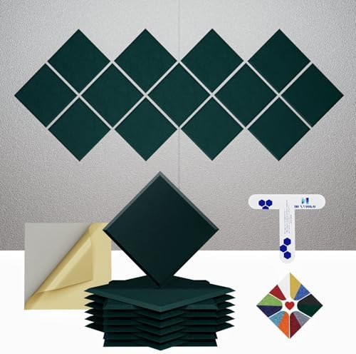 12 Pack Self-Adhesive Acoustic Panels, 2nd Generation Sound Absorbing Panel by DEXMOKO