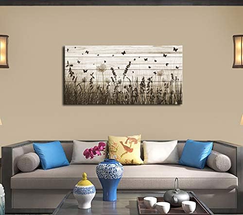 Wildflower Wall Art Autumn Canvas Picture Butterfly Grass Dandelion Artwork - Image 3