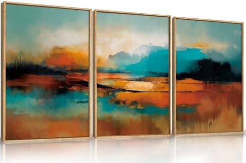 Aryroi Large Abstract Burnt Orange Framed Canvas Wall Art Set- 16"x24"x3 - Image 5