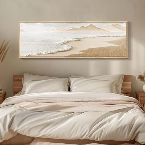 Framed Boho Coastal Ocean Wall Art, Long Horizontal Beach Decor, 20x60 Inch - Image 2