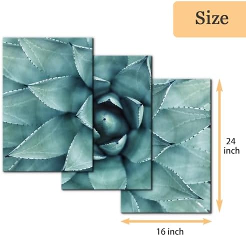 Pacimo 3 Pieces Canvas Wall Art Succulent Centre Pictures Prints Giclee Poster - Image 4