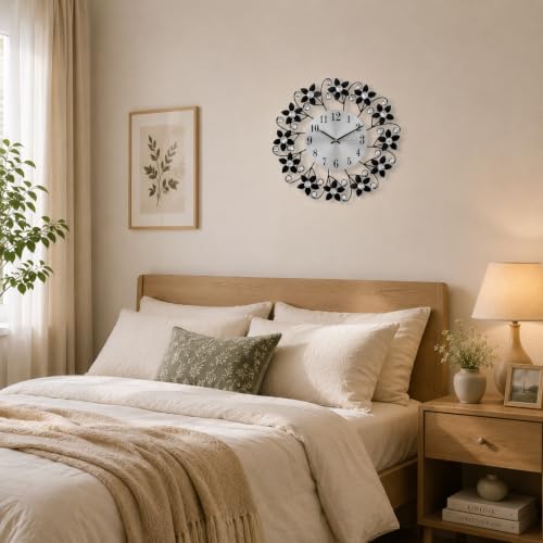 TeamSky 14.5" Metal Crystal Wall Clock, Silent Modern Decorative Clock - Image 5