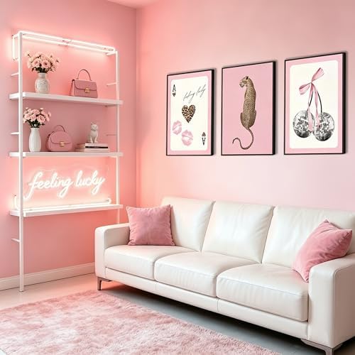 FTHMTN 3pcs Pink Cheetah Wall Art, Y2K Leopard Wall Decor 16x24 in Unframed - Image 4