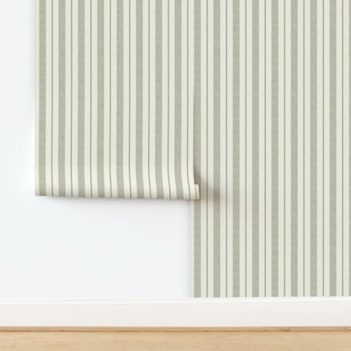 Spoonflower Ticking Stripes Peel and Stick Wallpaper - Image 4