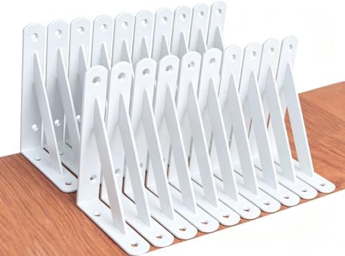 20 Pack L6 x H 4" White Heavy Duty Shelf Brackets by MHMYDZ