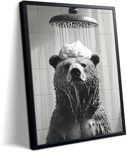 XYHYRA Funny Bear Bathroom Wall Art, Cute Bear Taking Bath Poster, Modern by Unknown