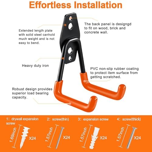 HUPBIPY 12 Pack Garage Hooks Heavy Duty, Wall Mount Ladder Hooks - Image 3