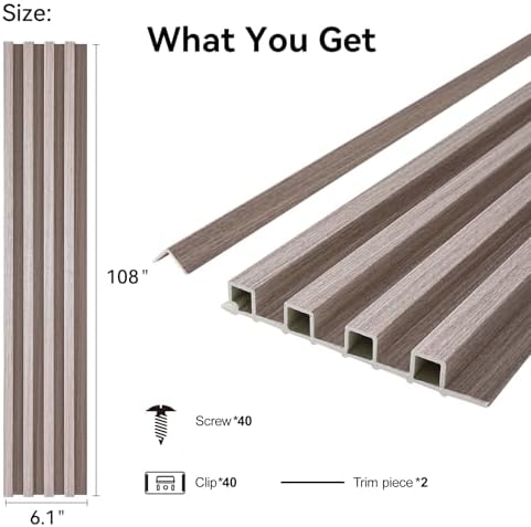 Slat Wall Panel 8-Pack, 108’’x6.1’’, Smoky Oak - Image 2