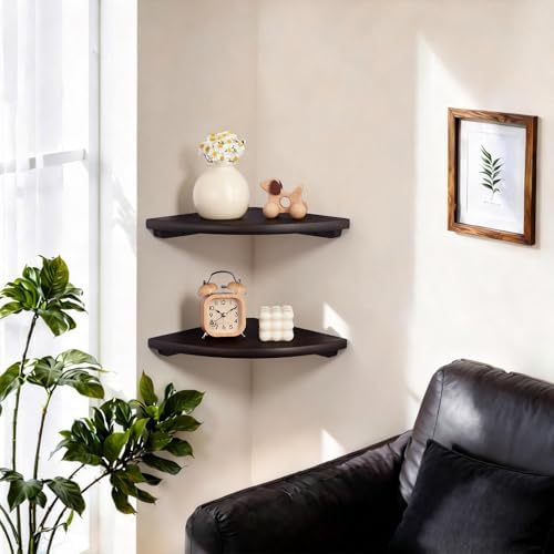 Corner Wall Shelf, 7inch Solid Oak Wood Floating Corner Shelf - Image 4